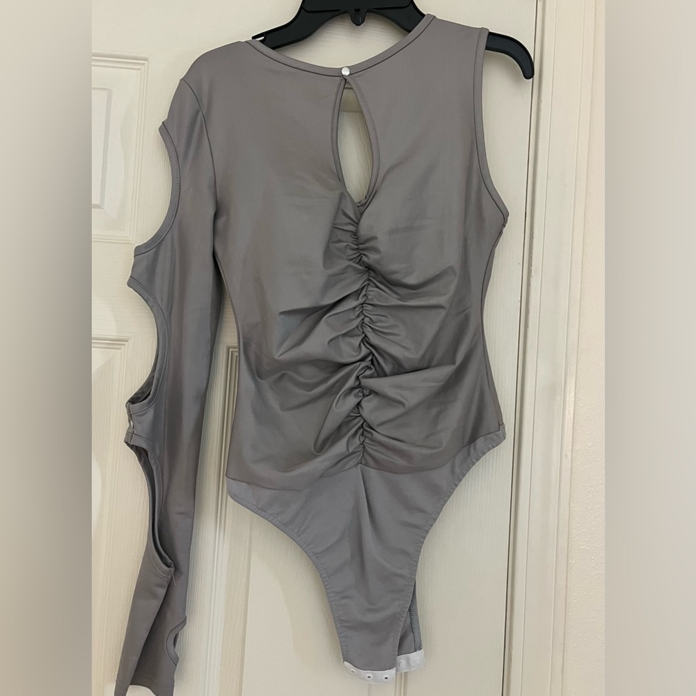 MDV grey cut out one armed bodysuit